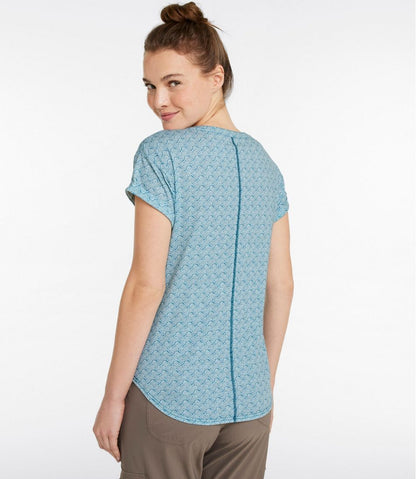 L.L.Bean | Women's Streamside Tee, Short-Sleeve Splitneck Print