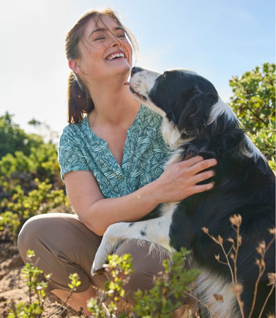 L.L.Bean | Women's Streamside Tee, Short-Sleeve Splitneck Print