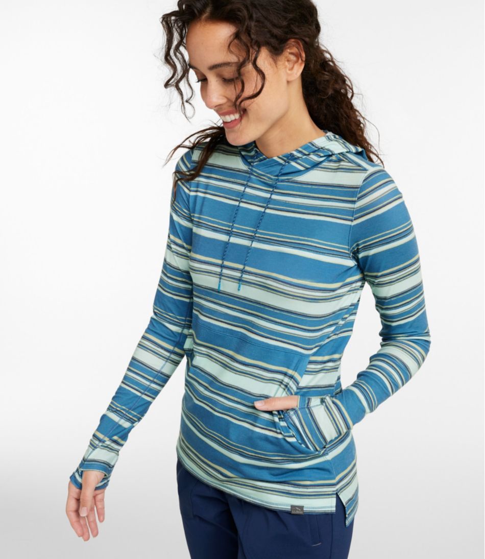 L.L.Bean | Women's Everyday SunSmart® Hooded Pullover, Long-Sleeve Stripe