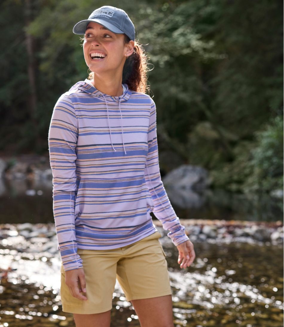 L.L.Bean | Women's Everyday SunSmart® Hooded Pullover, Long-Sleeve Stripe