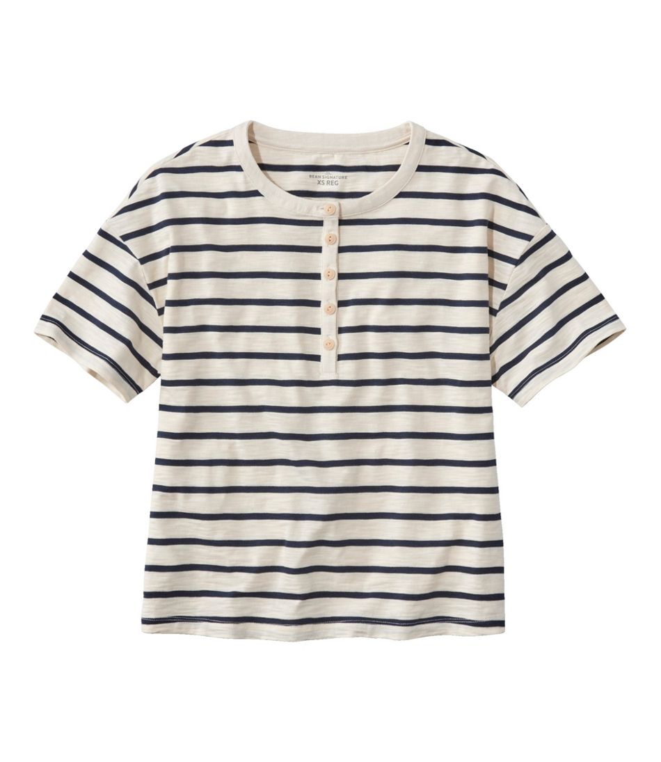 L.L.Bean | Women's Signature Slub Tee, Short-Sleeve Henley Novelty