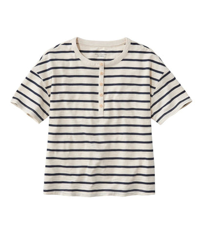 L.L.Bean | Women's Signature Slub Tee, Short-Sleeve Henley Novelty