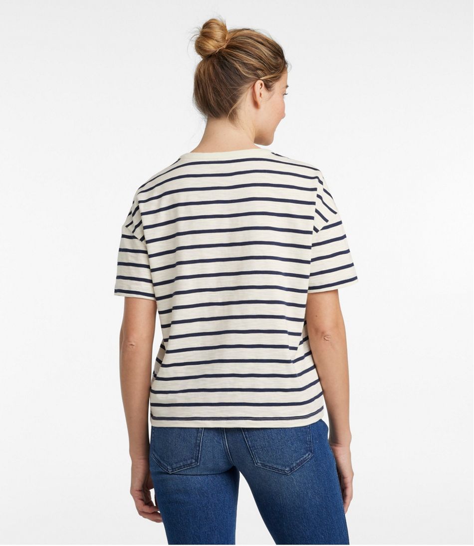 L.L.Bean | Women's Signature Slub Tee, Short-Sleeve Henley Novelty