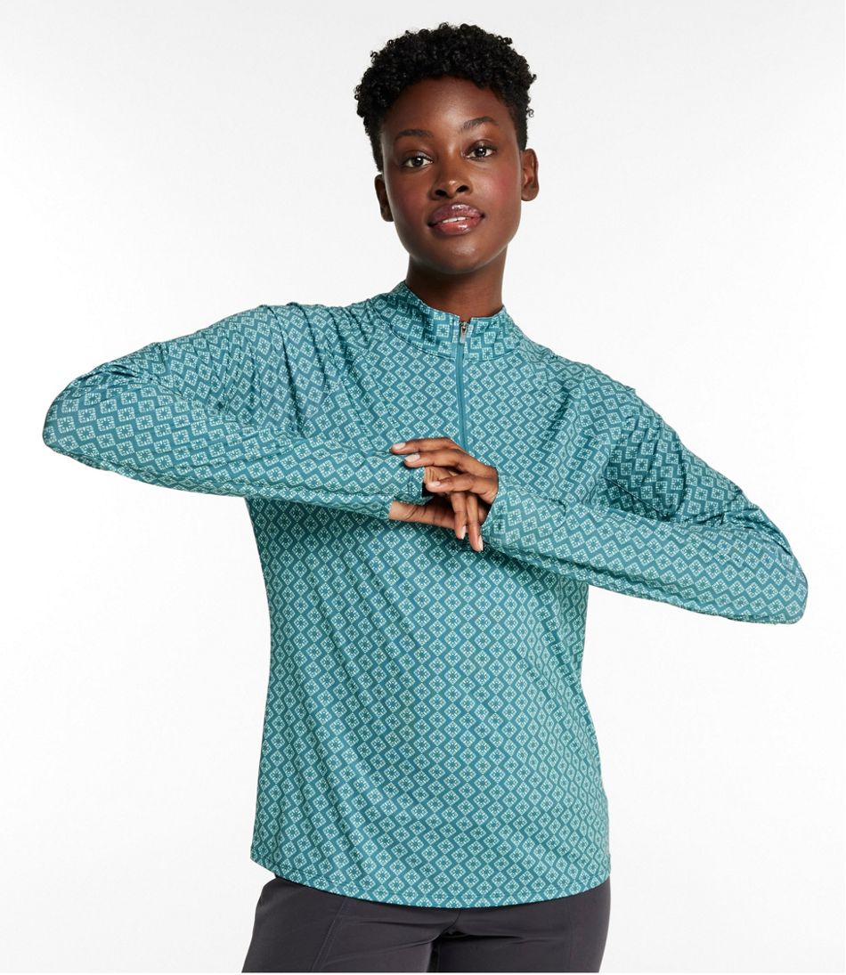 L.L.Bean | Women's Access Trail Pullover, Long-Sleeve Quarter-Zip Print