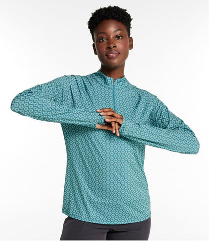 L.L.Bean | Women's Access Trail Pullover, Long-Sleeve Quarter-Zip Print