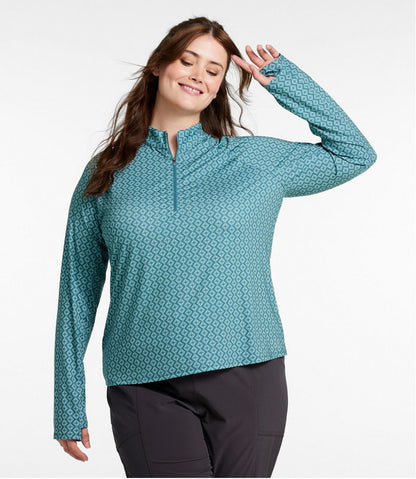 L.L.Bean | Women's Access Trail Pullover, Long-Sleeve Quarter-Zip Print