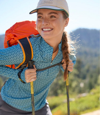 L.L.Bean | Women's Access Trail Pullover, Long-Sleeve Quarter-Zip Print