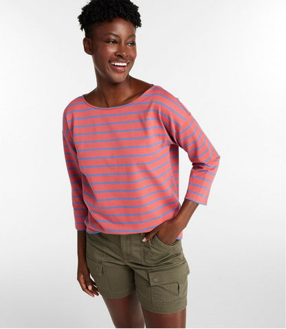 L.L.Bean | Women's Heritage Mariner Top, Boatneck Three-Quarter-Sleeve Stripe