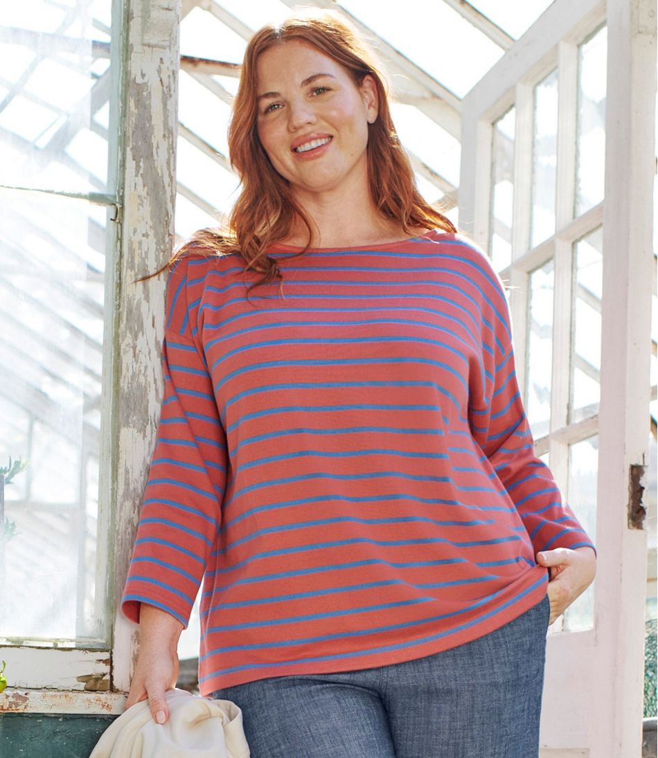 L.L.Bean | Women's Heritage Mariner Top, Boatneck Three-Quarter-Sleeve Stripe