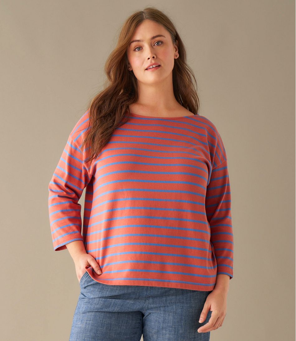 L.L.Bean | Women's Heritage Mariner Top, Boatneck Three-Quarter-Sleeve Stripe