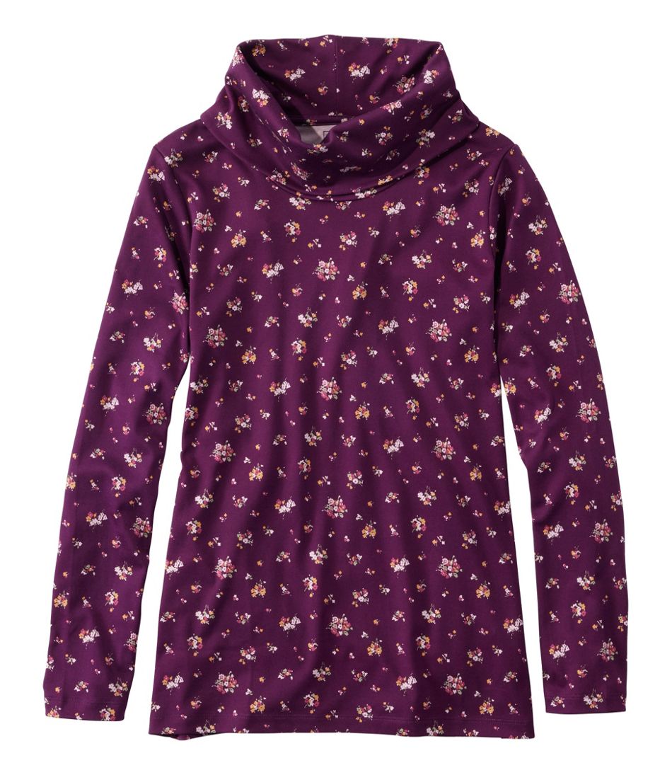 L.L.Bean | Women's Pima Cotton Tee, Long-Sleeve Cowlneck Print