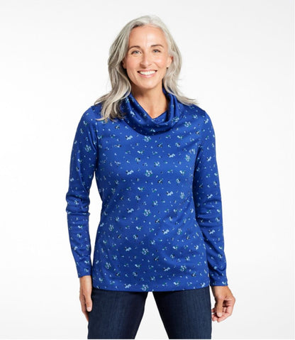 L.L.Bean | Women's Pima Cotton Tee, Long-Sleeve Cowlneck Print