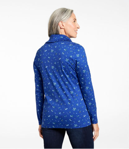 L.L.Bean | Women's Pima Cotton Tee, Long-Sleeve Cowlneck Print