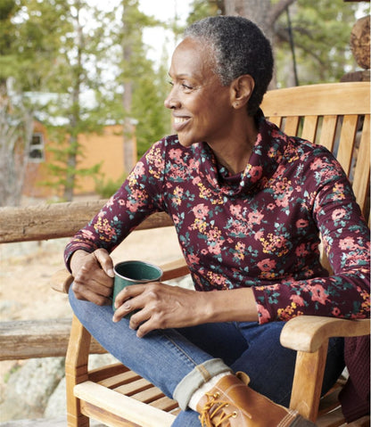 L.L.Bean | Women's Pima Cotton Tee, Long-Sleeve Cowlneck Print