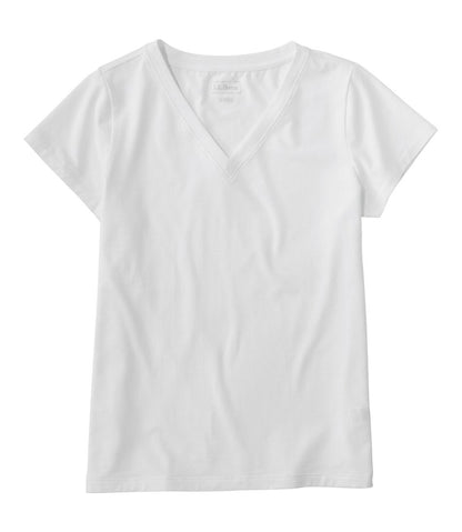 L.L.Bean | Women's Soft Stretch Supima-Blend Tee, Short-Sleeve V-Neck