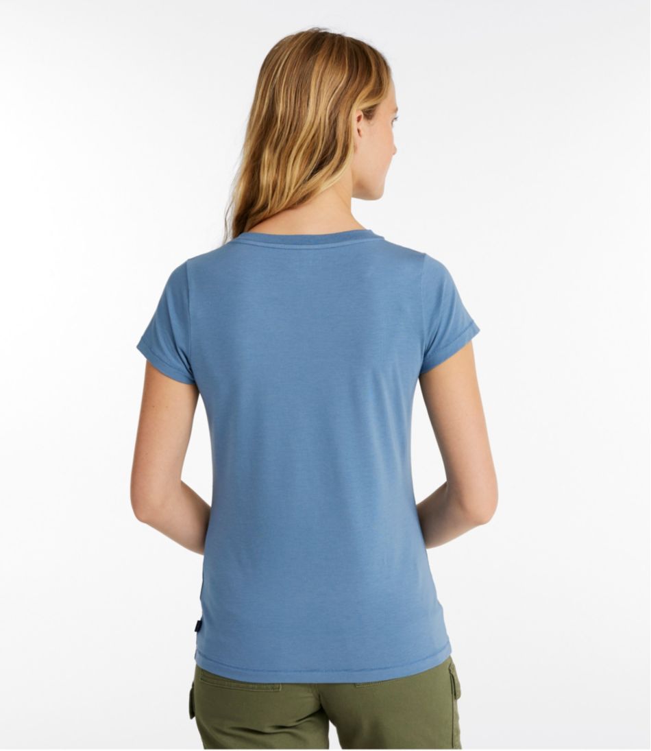 L.L.Bean | Women's Soft Stretch Supima-Blend Tee, Short-Sleeve V-Neck