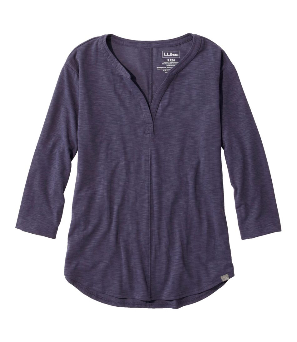 L.L.Bean | Women's Streamside Tee, Three-Quarter-Sleeve Splitneck