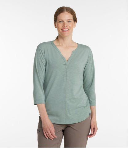 L.L.Bean | Women's Streamside Tee, Three-Quarter-Sleeve Splitneck