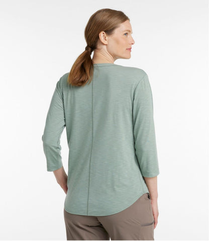 L.L.Bean | Women's Streamside Tee, Three-Quarter-Sleeve Splitneck