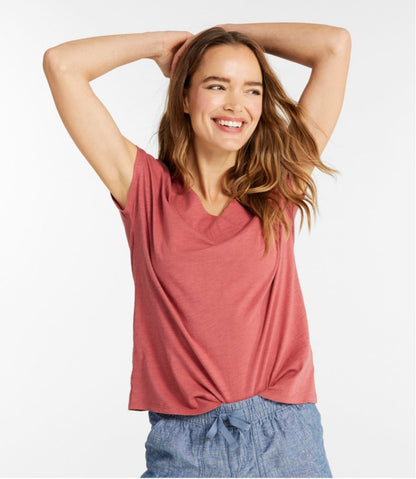 L.L.Bean | Women's Organic Cotton Tee, V-Neck Cap-Sleeve
