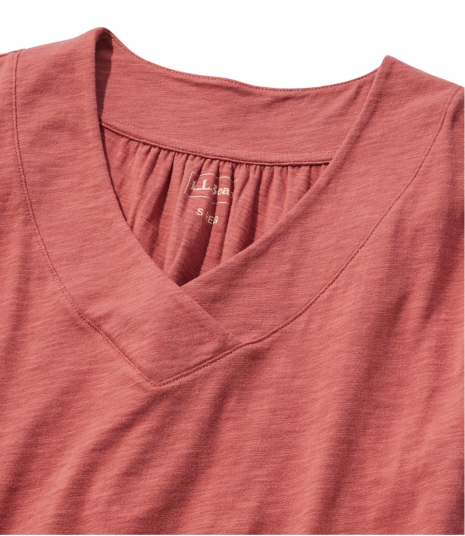 L.L.Bean | Women's Organic Cotton Tee, V-Neck Cap-Sleeve