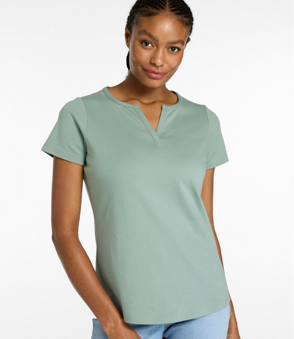 L.L.Bean | Women's L.L.Bean Tee, Short-Sleeve Notch-Neck