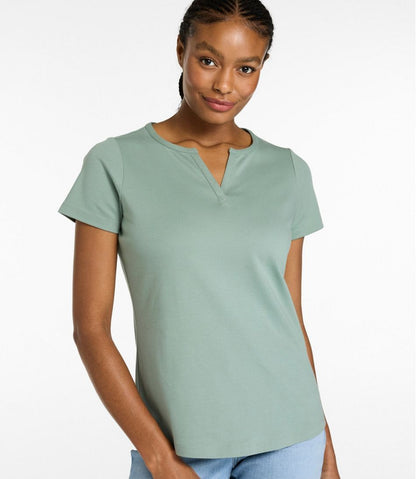 L.L.Bean | Women's L.L.Bean Tee, Short-Sleeve Notch-Neck