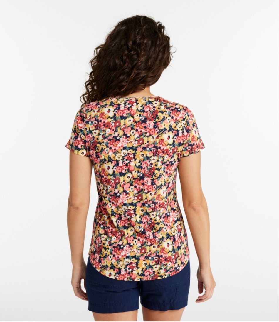 L.L.Bean | Women's Organic Cotton Tee, V-Neck Short-Sleeve Print