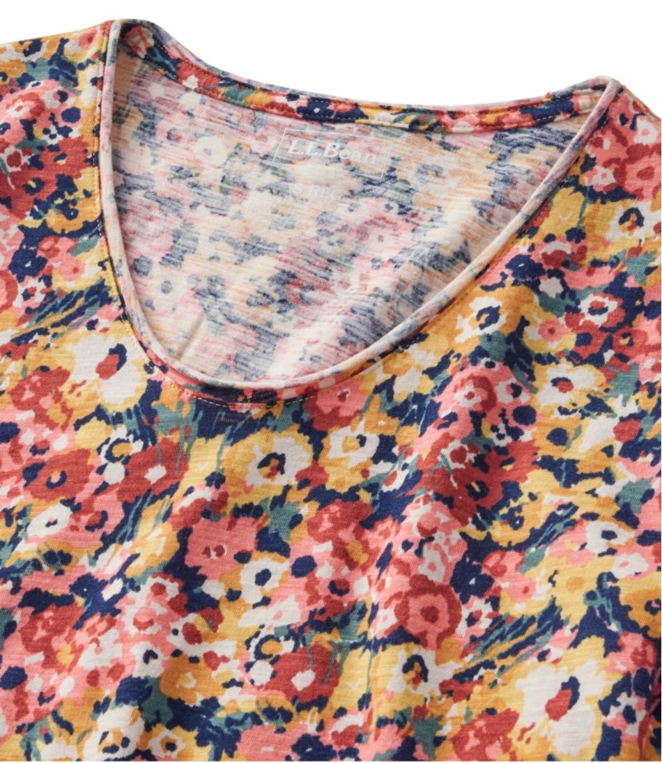 L.L.Bean | Women's Organic Cotton Tee, V-Neck Short-Sleeve Print