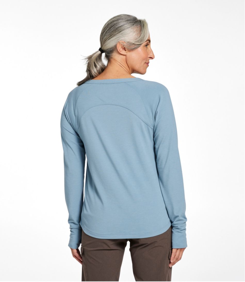 L.L.Bean | Women's Ribbed Performance Tee, Long-Sleeve Splitneck