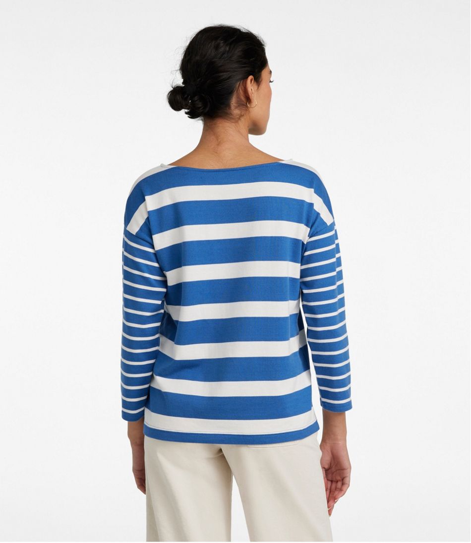 L.L.Bean | Women's Heritage Mariner Top, Boatneck Three-Quarter-Sleeve Blocked Stripe
