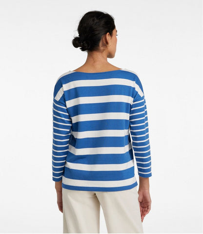 L.L.Bean | Women's Heritage Mariner Top, Boatneck Three-Quarter-Sleeve Blocked Stripe
