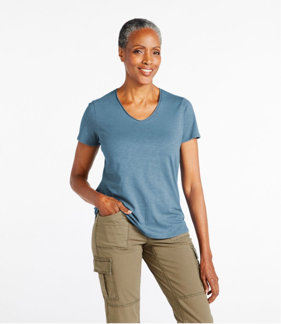L.L.Bean | Women's Organic Cotton Tee, V-Neck Short-Sleeve