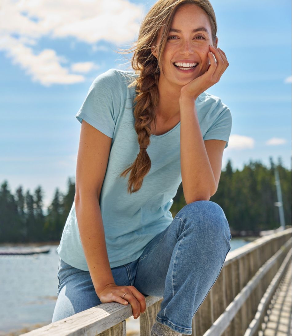 L.L.Bean | Women's Organic Cotton Tee, V-Neck Short-Sleeve