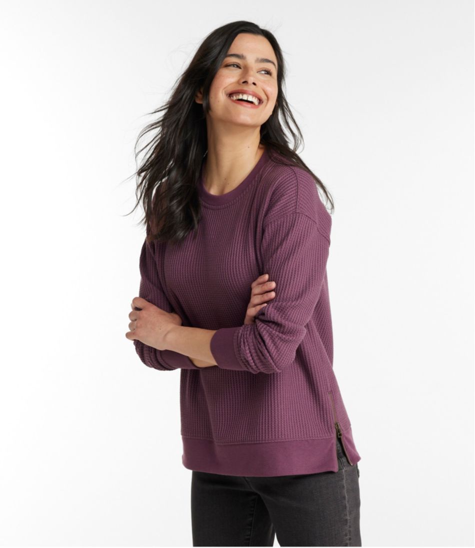 L.L.Bean | Women's Birchwood Brushed Waffle Top, Crewneck