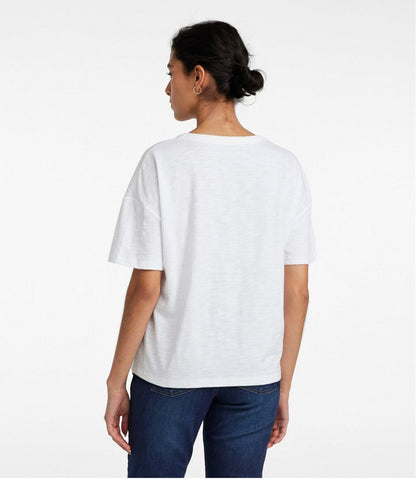 L.L.Bean | Women's Signature Slub Tee, Short-Sleeve Henley