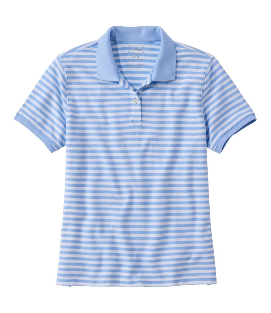 L.L.Bean | Women's Premium Double L Polo, Short-Sleeve Relaxed Fit Stripe
