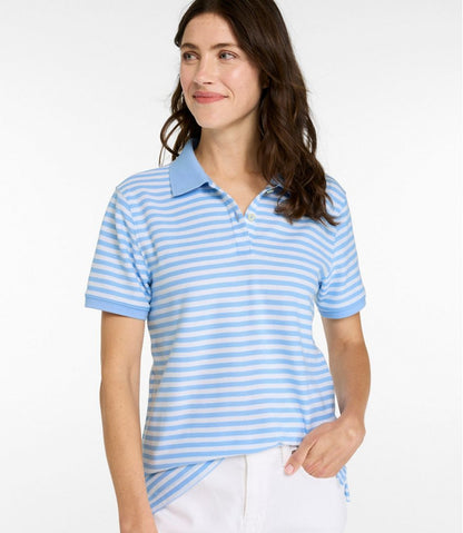 L.L.Bean | Women's Premium Double L Polo, Short-Sleeve Relaxed Fit Stripe