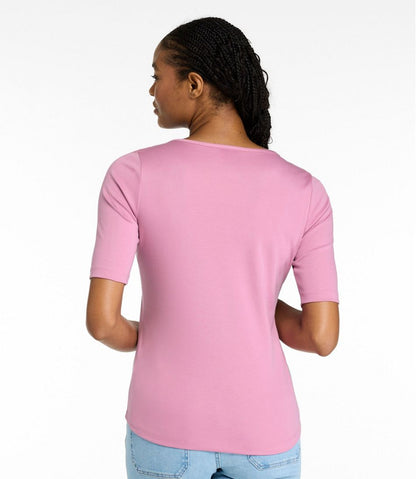 L.L.Bean | Women's Pima Cotton Tee, Elbow-Sleeve Boatneck