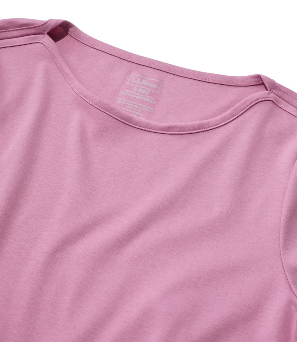 L.L.Bean | Women's Pima Cotton Tee, Elbow-Sleeve Boatneck