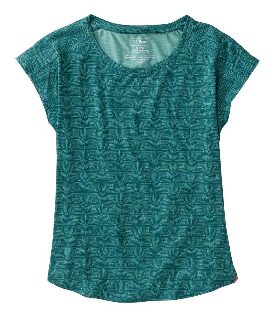 L.L.Bean | Women's Streamside Tee, Short-Sleeve Ruched Crew Print