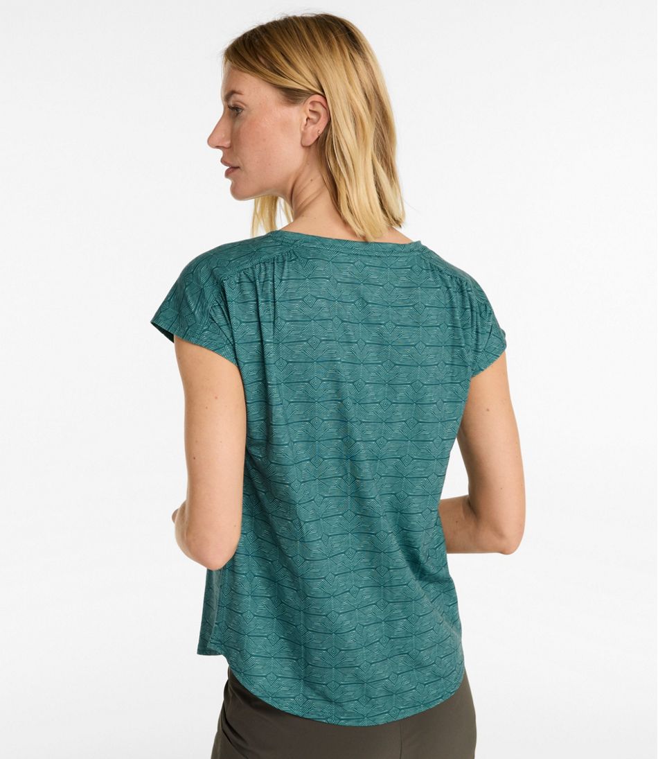 L.L.Bean | Women's Streamside Tee, Short-Sleeve Ruched Crew Print