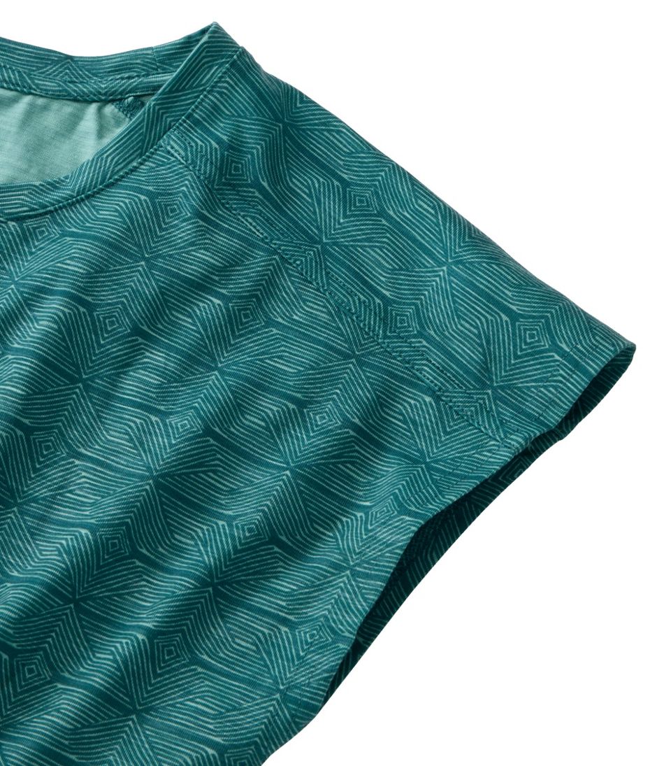 L.L.Bean | Women's Streamside Tee, Short-Sleeve Ruched Crew Print