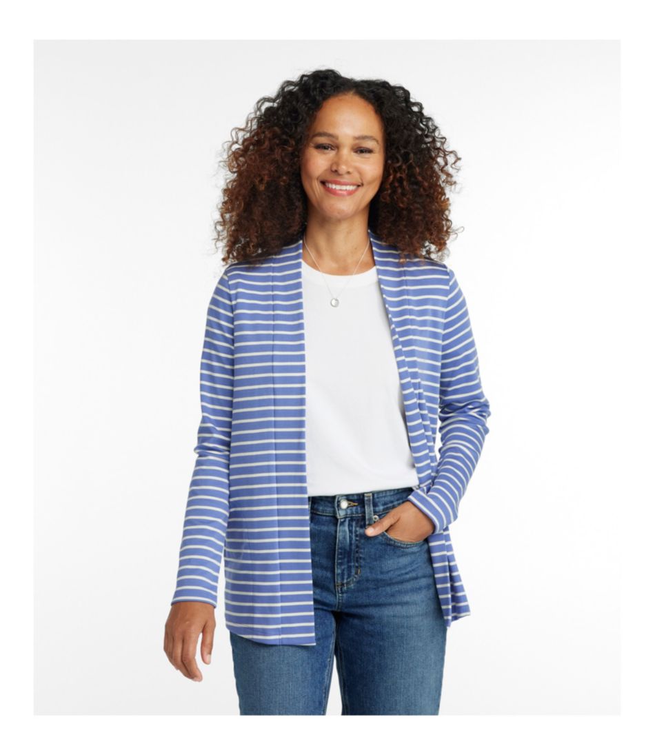 L.L.Bean | Women's Pima Cotton Open Cardigan, With Pockets Stripe