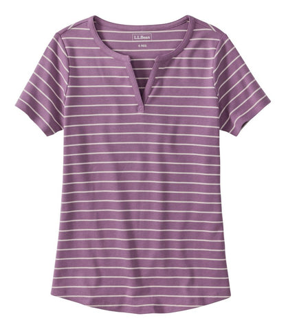L.L.Bean | Women's L.L.Bean Tee, Short-Sleeve Notch-Neck Stripe