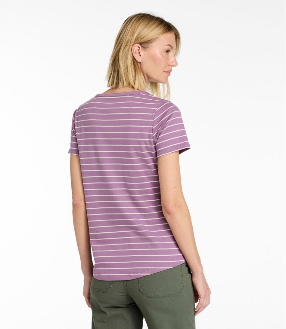 L.L.Bean | Women's L.L.Bean Tee, Short-Sleeve Notch-Neck Stripe
