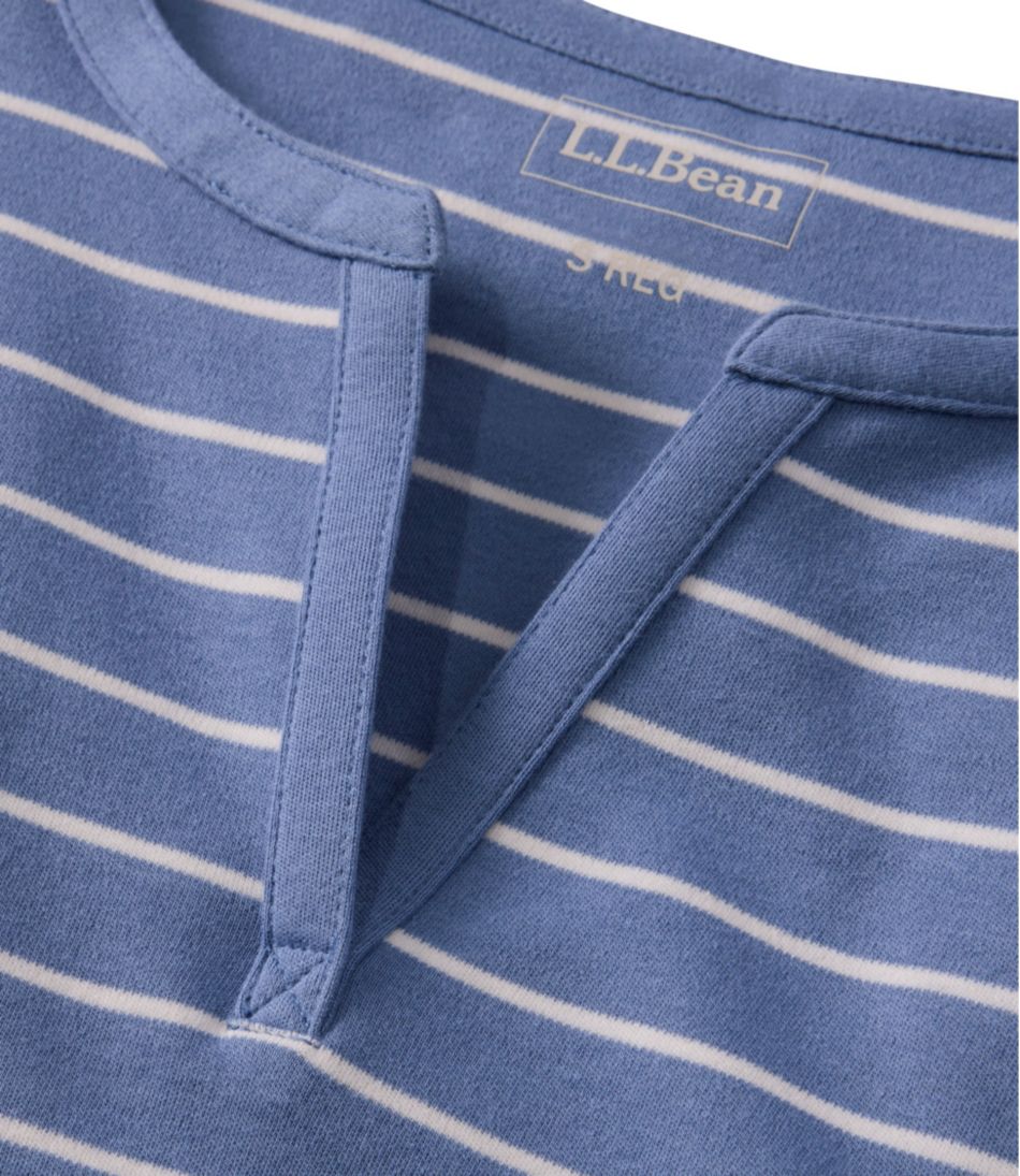L.L.Bean | Women's L.L.Bean Tee, Short-Sleeve Notch-Neck Stripe