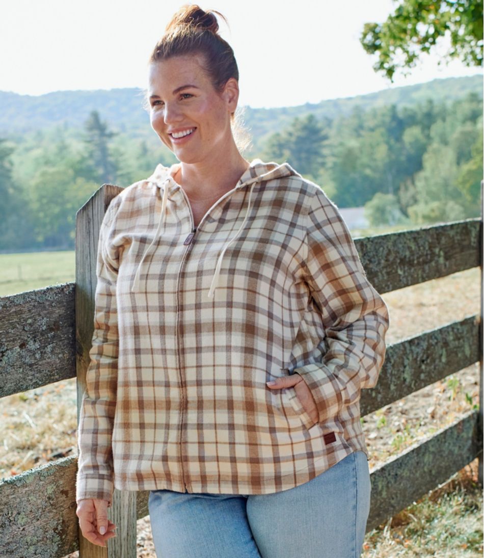 L.L.Bean | Women's Scotch Plaid Flannel Shirt, Relaxed Zip Hoodie