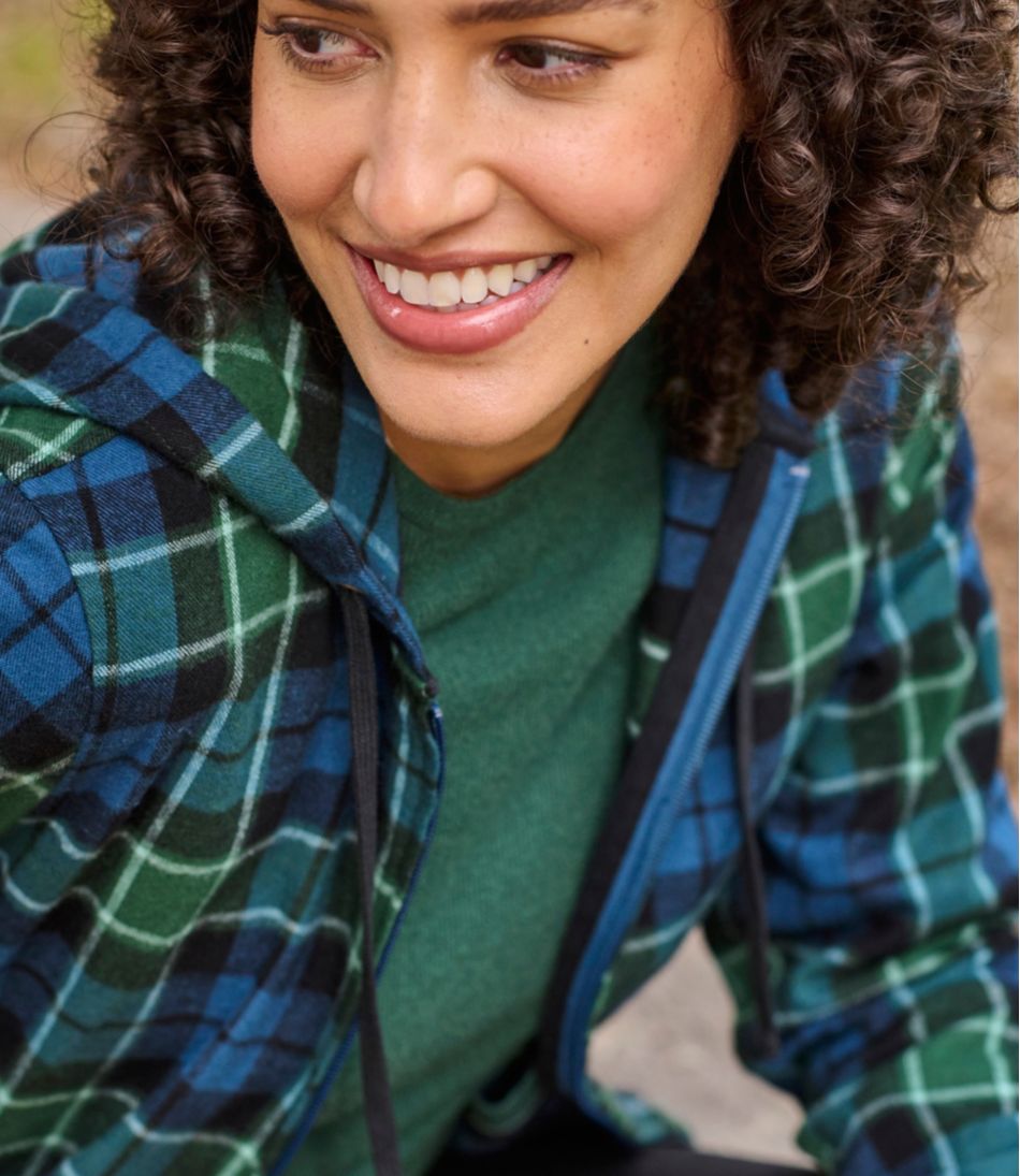 L.L.Bean | Women's Scotch Plaid Flannel Shirt, Relaxed Zip Hoodie