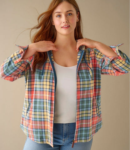 L.L.Bean | Women's Scotch Plaid Flannel Shirt, Relaxed Zip Hoodie